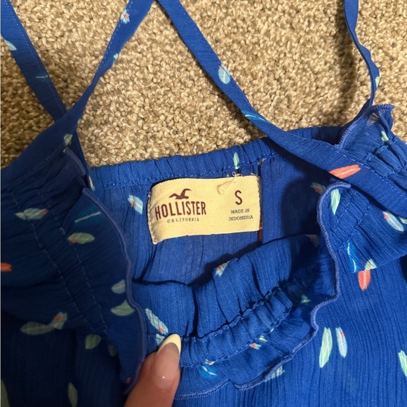 HOLLISTER Surfboard Cami Top Summer Sheer Blue Swim Ruffle Tank Size Small - Picture 5 of 5